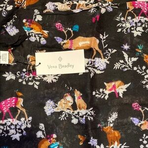 Vera Bradley Black and Pink Scarf with Charming Floral Design